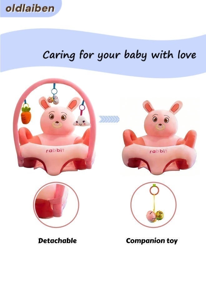 الدليبن مقعد دعم للجلوس للأطفال على شكل أريكة، مقعد أطفال قطيفة لطيف برسوم كرتونية، مقعد تعليمي للأطفال، مقعد أرضي مريح محمول للأطفال، هدية مثالية للأطفال الصغار لتعلم الجلوس (أرنب) - Image 4